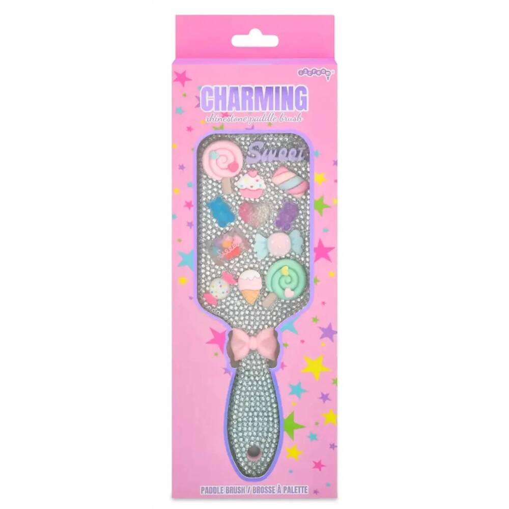NEW ISCREAM charming rhinestone paddle brush in silver multi